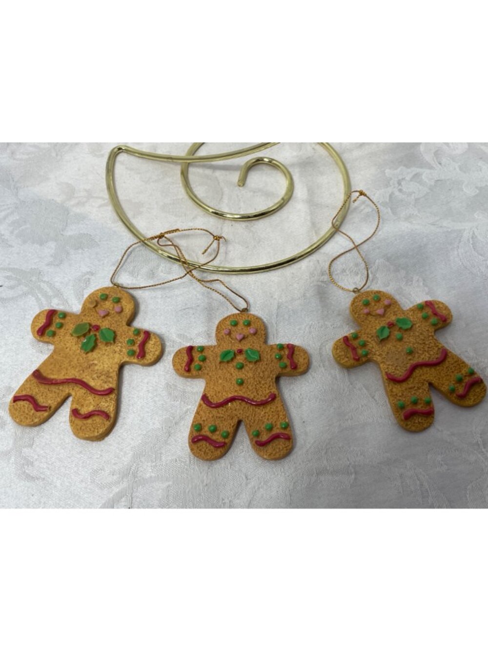 VTG Gingerbread Man Christmas Tree Ornaments Set Of 3 Handcrafted Holiday Decor - Picture 5 of 10